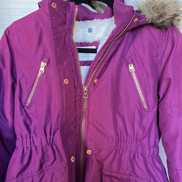 JOHN LEWIS England Girls Purple Puffer Jacket with Hoodie Size 11 - Picture 10 of 14